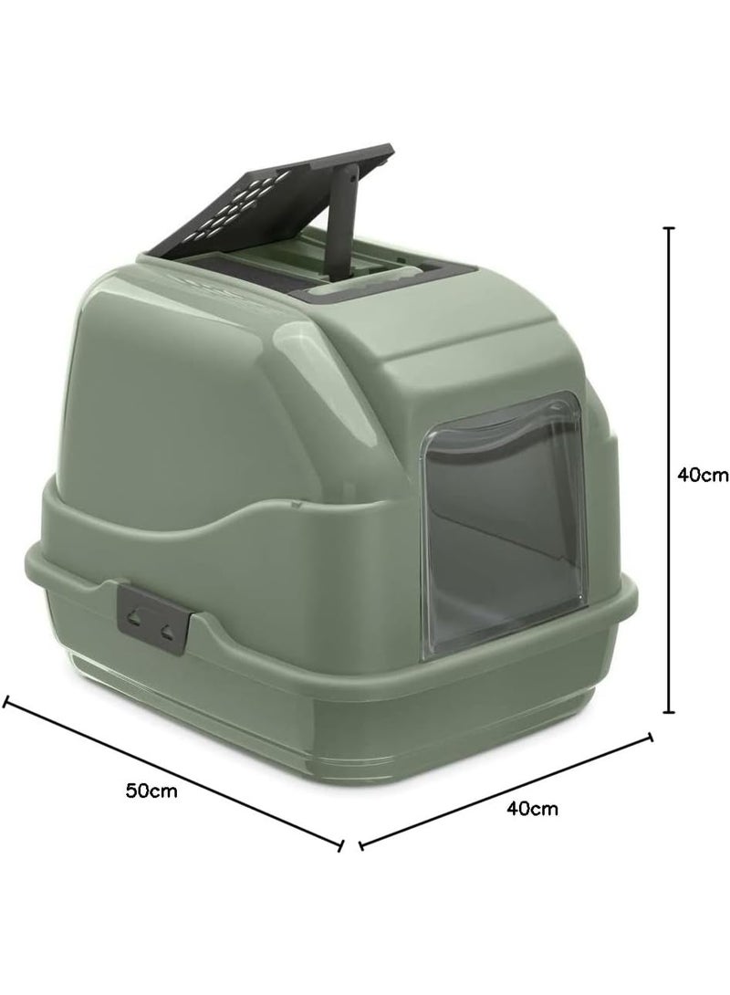 Imac Easy Cat Second Life Plastic Cat Toilet, 50x40x40cm[Color - Sage Green] - Image 2