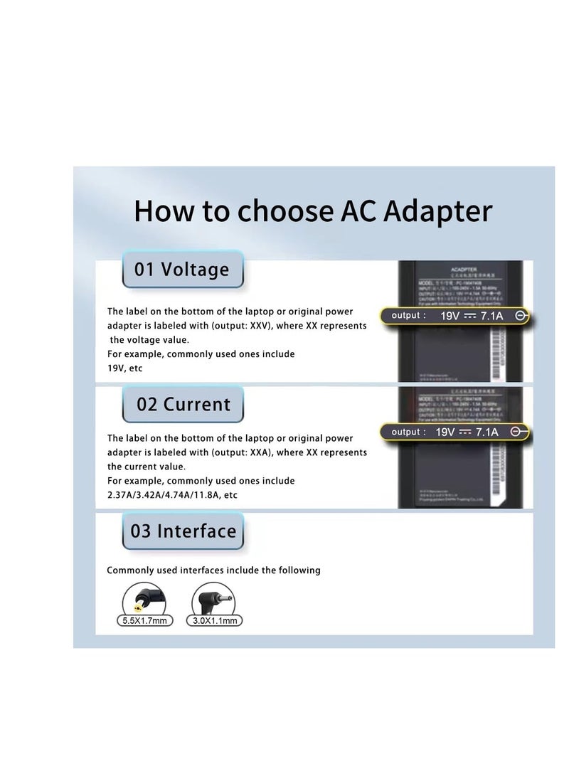 Terabyte شاحن 19 فولت 7.1 أمبير 5.5x1.7 مم لجهاز Acer Nitro 5 N18C3 AN515-51 AN515-41 AN515-43 AN517-51 - Image 4