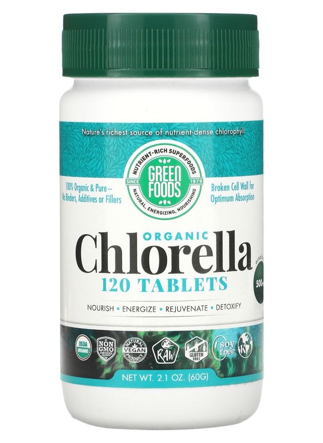 Green Foods - Organic Chlorella 500 mg 120 Tablets - Image 1