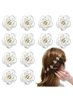 25 PCS Mini Flower Hair Claw Clips Clear Cute Hair Clamps Rhinestone Hair Barrettes Hair Accessories for Women and Toddler Girls