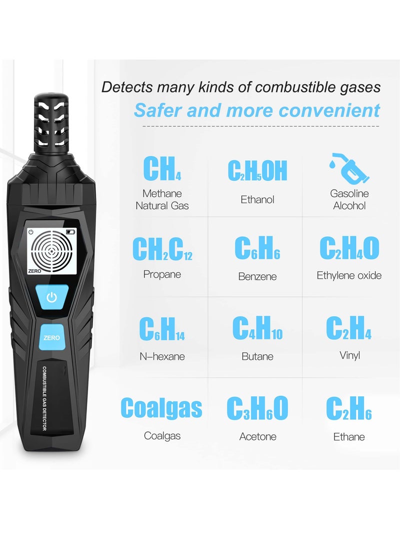 Barakah Gas Leak Detector, Natural Gas Detector with Audible & Visual Alarm, Portable Gas Sniffer to Locate Combustible Gas Leak Sources Like for LPG, LNG, Natural, Methane & Butane Gases Detecting - Image 2