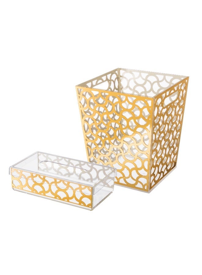 general Acrylic tissue box and wastebasket set with luxurious gold trim ✨ | Stylish modern design in practical sizes - Image 2