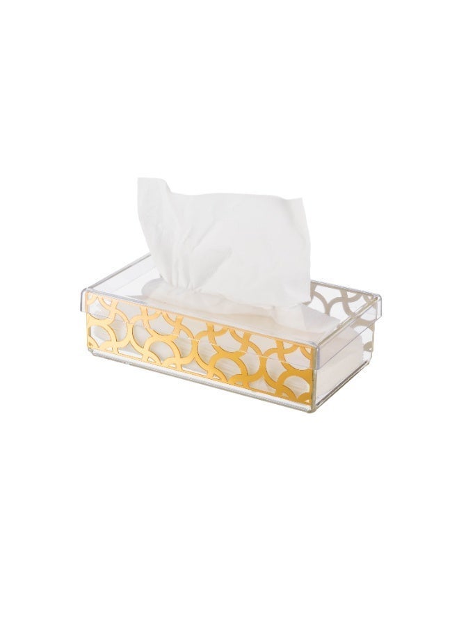 general Acrylic tissue box and wastebasket set with luxurious gold trim ✨ | Stylish modern design in practical sizes - Image 4