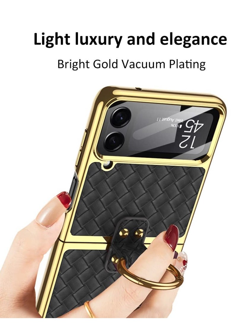Excefore Designed for Samsung Galaxy Z Flip 4 Case Clear with Ring, Anti-Fall Shockproof Protective Phone Cover Compatible 5 G 2022(Black) - Image 2