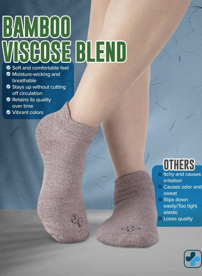 Doctor's Select Viscose Bamboo Ankle Diabetic Socks for Women and Men - 6 Pairs | Diabetic Ankle Socks for Women | Mens Diabetic Socks | Aqua, Blue, Light Purple, Maroon, Light Yellow, Orange - Image 5
