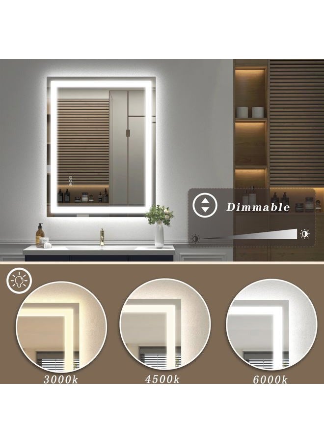 ODDSAN مرآة حمام LED 24x36، مرآة مضاءة قابلة للتعتيم للجدار، مضادة للضباب، ألوان قابلة للتعديل بدون خطوات (أفقي/عمودي) - Image 3