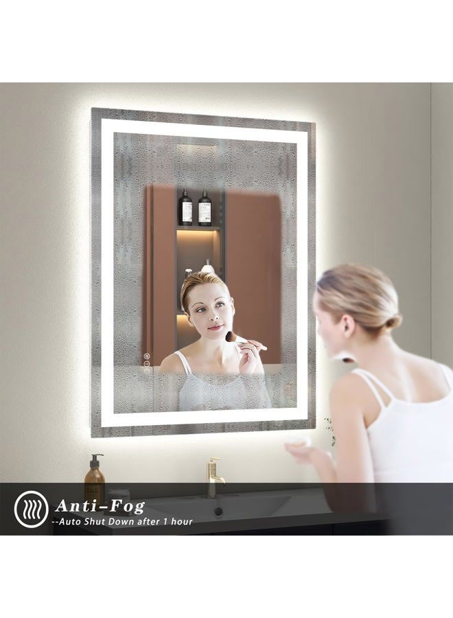ODDSAN مرآة حمام LED 24x36، مرآة مضاءة قابلة للتعتيم للجدار، مضادة للضباب، ألوان قابلة للتعديل بدون خطوات (أفقي/عمودي) - Image 5
