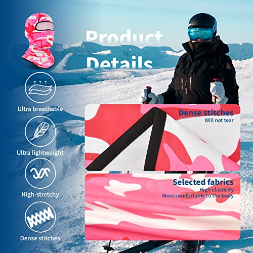 YESLIFE Pink Camouflage Balaclava Ski Mask for Men and Women, Winter Face Mask, Shiesty for Skiing, Snowboarding & Motorcycle - Image 4