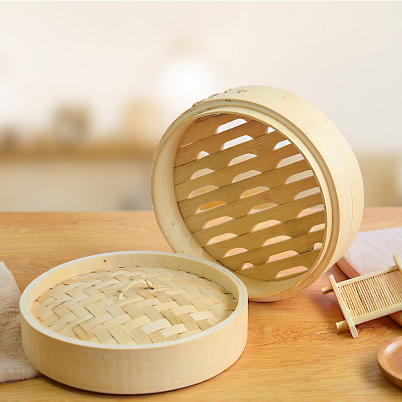 2pcs Steamer with Handles Round Steamed Buns Steamer Cooking Tools for Home Kitchen (18cm Steamer+Cover) - Image 4