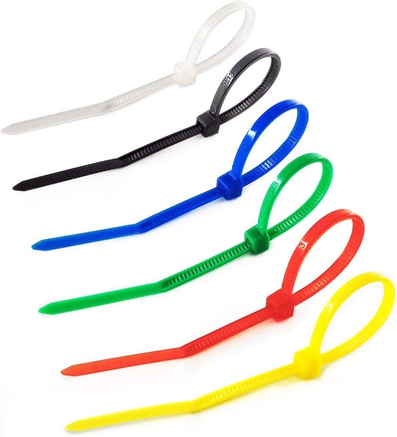 HS Small Colored Zip Ties 6 Inch 600pcs Multi-Color Zip Wire Tie for Deco Mesh Wreath Supplies,Colorful Plastic Ties Yellow, Black,White,Blue,Red,Green for Cord Management - Image 1