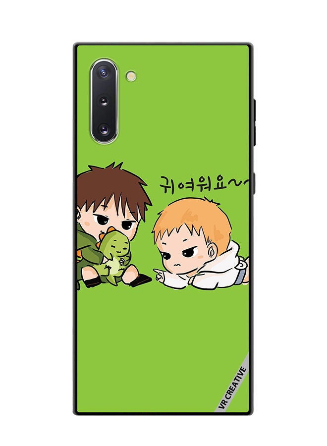 VR CREATIVE Protective Case Cover For Samsung Galaxy Note10 5G Two Cute Kids Playing With Dino Design Multicolour - Image 1