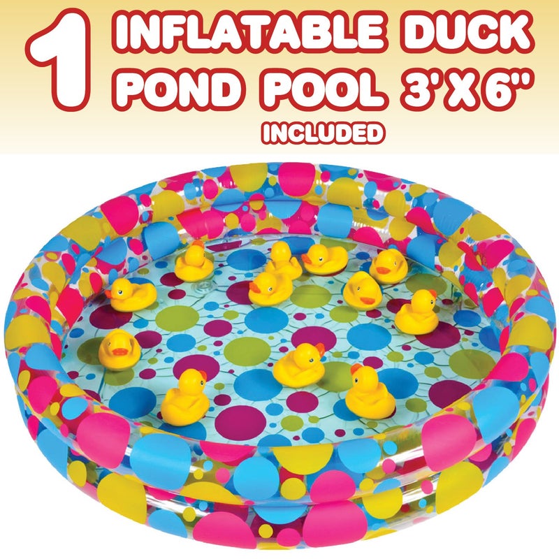 Gamie Duck Pond Matching Game for Kids includes 20 Plastic Ducks with Numbers and 3’ x 6” Inflatable Pool - Fun Memory Game - Water Outdoor Game for Children, Preschoolers, Birthday Party - Image 2