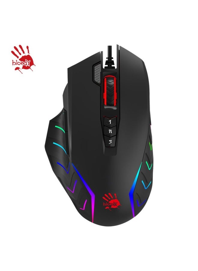 A4TECH A4tech Blood Hand Phantom J95s Activated Edition, E-sports Wired Gaming Mouse, Right-handed Mouse, 5k Colorful Mouse, Pubg Mouse, Rgb 16.8 Million Colors, Black  - Image 2