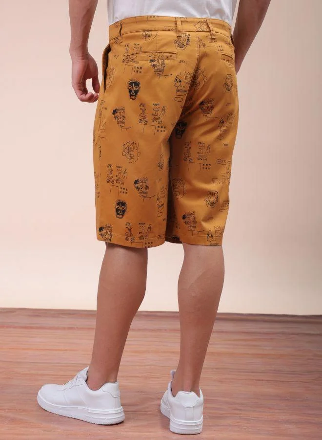 The Indian Garage Co Men Relaxed Fit Stretchable Graphic Printed Mid-Rise Resort Wear Shorts
