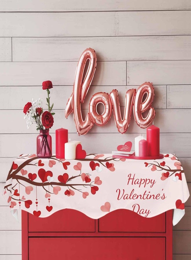 ALAGEO Heart Mantel Scarf Happy Valentines Day Fireplace Mantel Scarf Cover Red Heart Tree Fireplace Cloth Table Runner Decoration for Home Living Room Valentine's Day, Wedding, Anniversary 60 x 17 inch - Image 4
