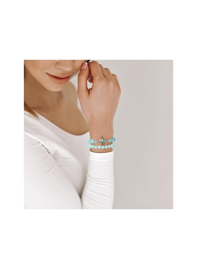 سوار كريستال أزرق للسيدات، يخفف القلق، سوار من خرز الكريستال الأزرق، قلادة فراشة، حجر شفاء، سوار متعدد الطبقات، هدية للسيدات - Image 3