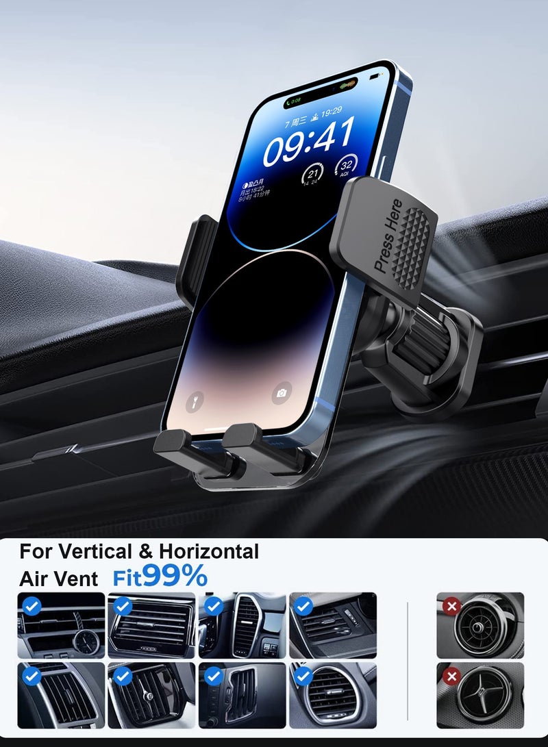 YZMA GLOBAL Car Phone Holder Car Mount, Upgraded 3-in-1 Dashboard/Air Vent/Windscreen, Metal Hook Mobile Holder with One-Button Release, 360° Rotation, Compatible with 4.7-7.2 Inch Phones - Image 4