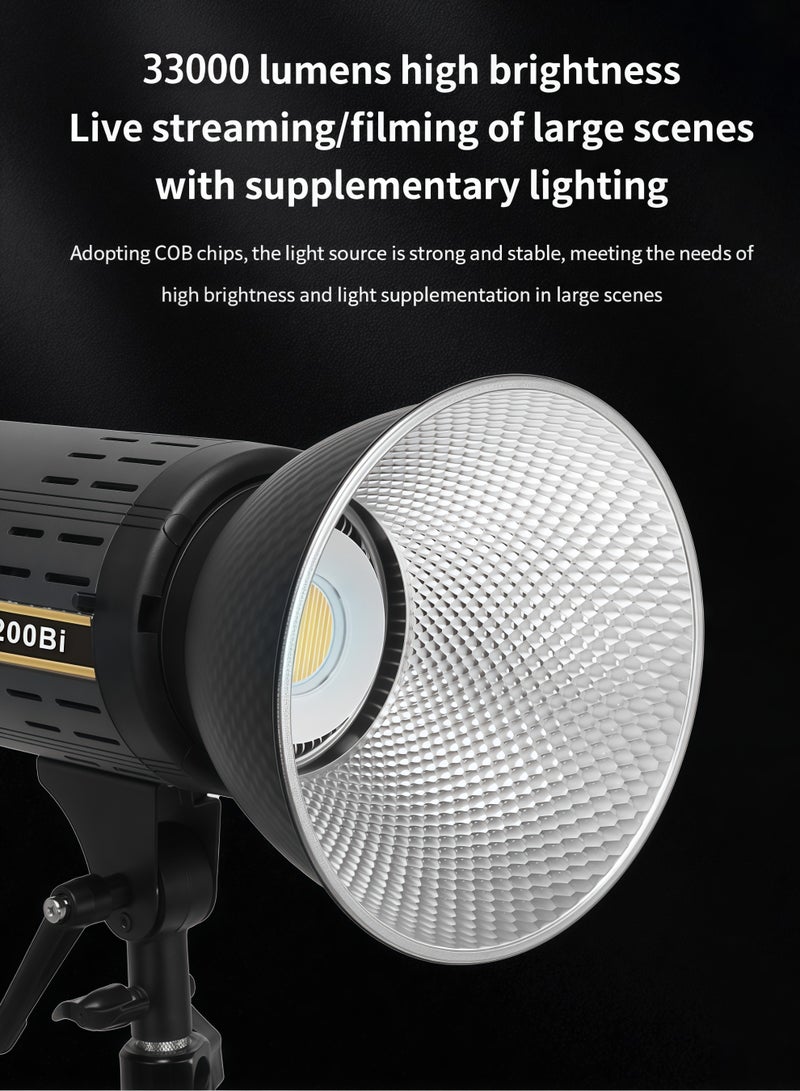 Shitak 200W Bi-Color LED Video Light, Professional COB Studio Lighting 200W 2700-6500K with Bowens Mount and Standard Reflector, 5-100% Dimmable Continuous Light for Photography, Live Stream, YouTube, Filmmaking (APP & Remote Control) - Image 5