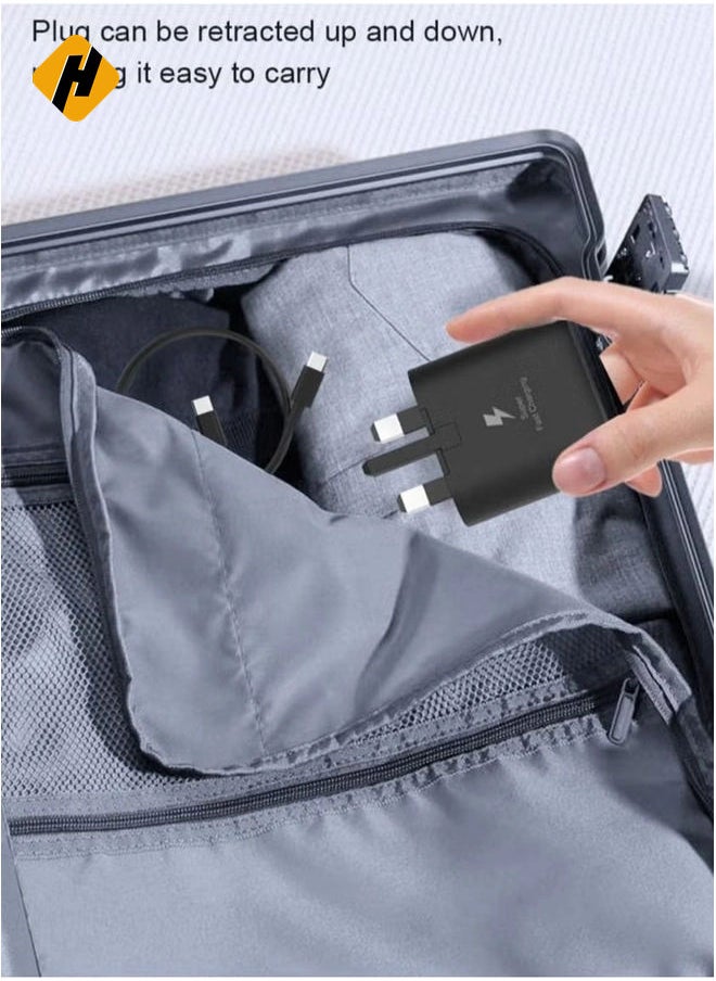 HuHa 45W USB C Charger for compatible Samsung UK Travel Adaptor, 25W with USB Type C Cable - WhiteSamsung UK Travel Adaptor (45W with USB type C Cable) BlackSamsung Galaxy S22/S22+/S21/S21 FE/S21 Ultra/S20  - Image 4