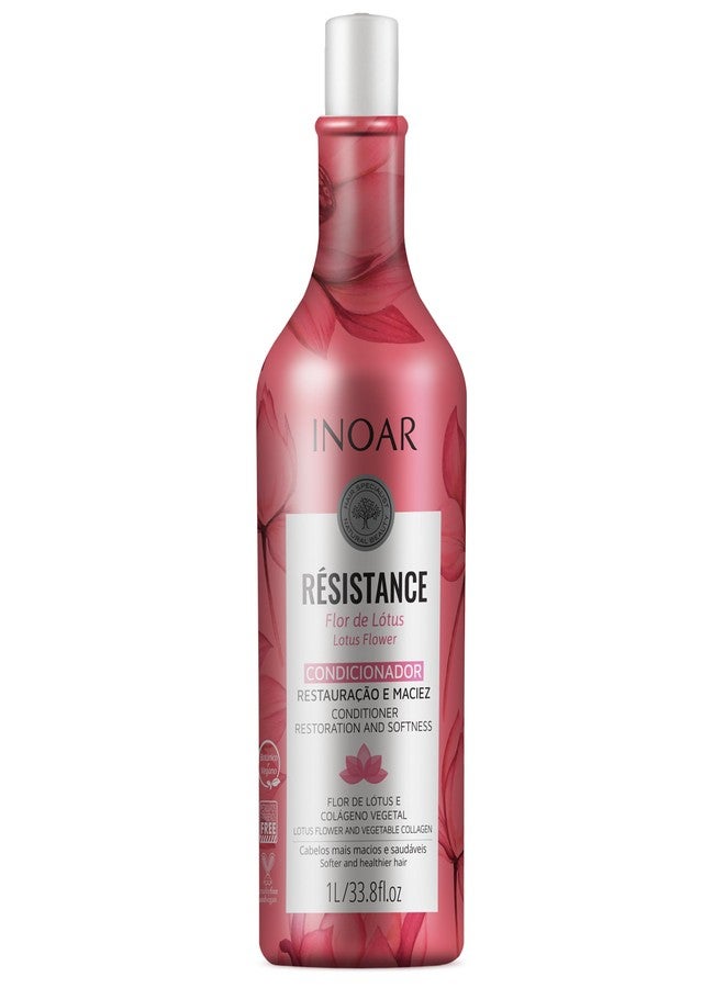 Inoar Résistance Flor de Lotus Conditioner with Lotus Flower Extract & Plant-Based Collagen for Hair Strengthening & Shine, 33.8 fl.oz - Image 1