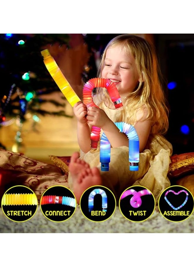 Generic 6Pcs Glow in the Dark Tubes Kids Sensory Toys Set for Party Hour Stress Relief Fidget Light Up Birthday Decorations for Girls Boys (Glow Tubes)  - Image 3