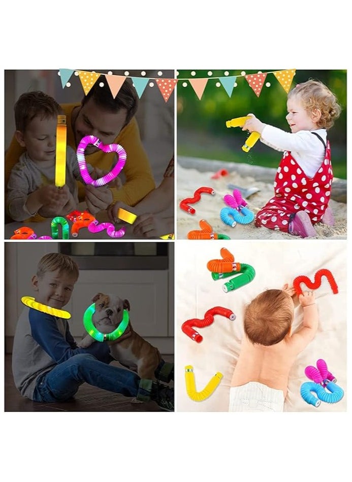 Generic 6Pcs Glow in the Dark Tubes Kids Sensory Toys Set for Party Hour Stress Relief Fidget Light Up Birthday Decorations for Girls Boys (Glow Tubes)  - Image 4