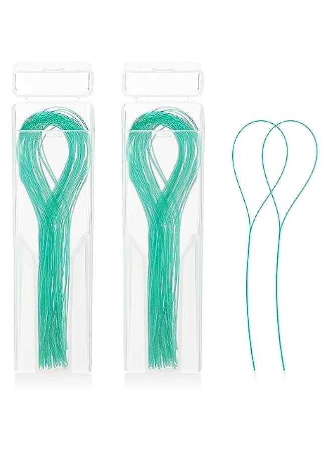 100-Pack Green Dental Floss Threaders for Braces, Bridges, and Implants - Effective Deep Cleaning Solution - Image 1