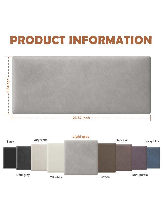IFNOW Wall Mounted Upholstered Headboard Full, 3D Peel and Stick Soundproof Panels, Reusable and Removable Padded Leather Bed Headboard, 6 Panels 9.84" x 23.62", Light Grey - Image 2