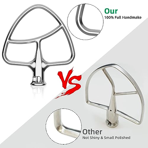 GVODE Stainless Steel Flat Beater for KitchenAid Mixer, Paddle Attachment for Tilt-Head Stand Mixer Fits 4.5-5 QT Mixing Bowl, Beater Replacement, Dishwasher Safe by GVODE - Image 3