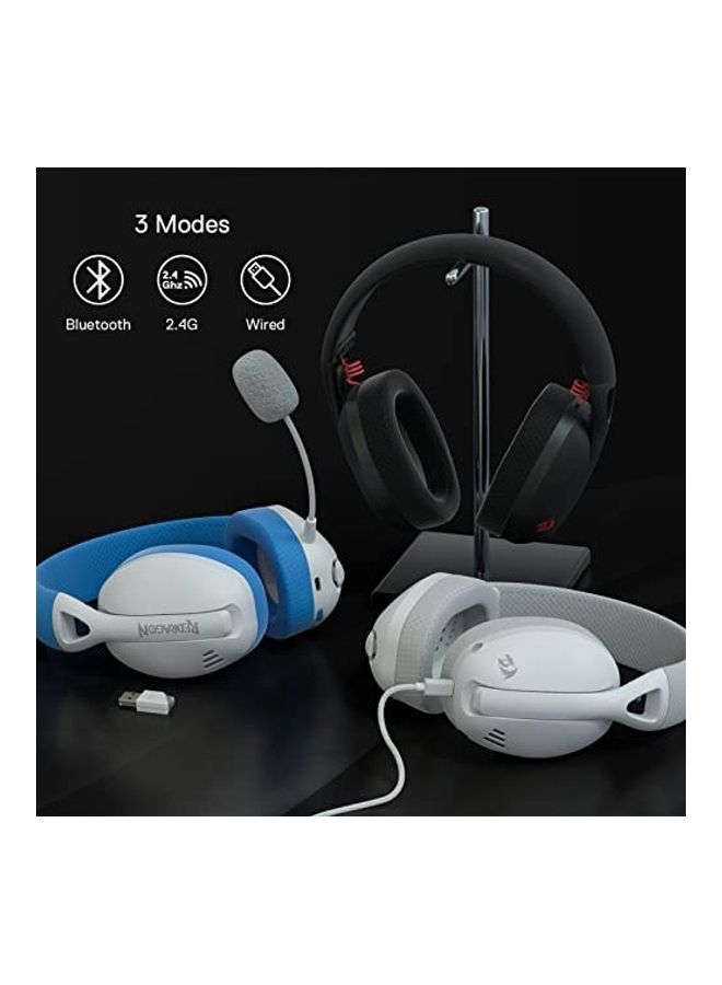REDRAGON H848B IRE Pro Headphones, Tri-Mode Connection, 40mm Driver Size, 7.1 Virtual Surround, Detachable Microphone, 2.4G/BT/Wired Connectivity, White/Blue | H848B - Image 3