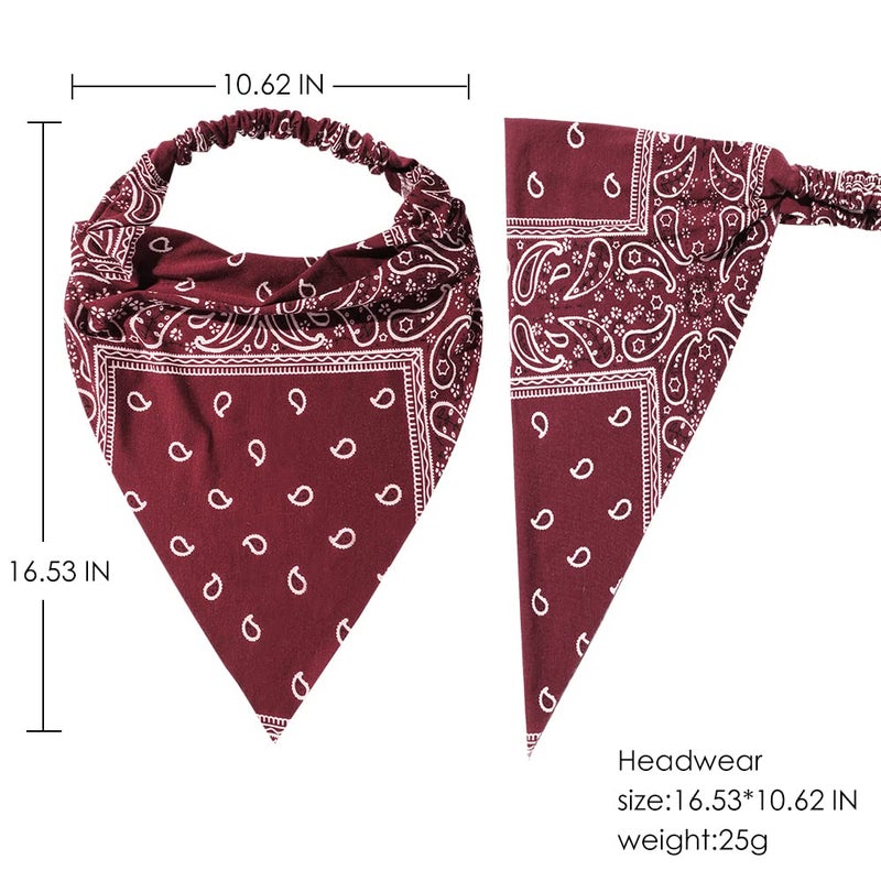 Vercret 6 Pack Hair Scarf Headband for Women - Elastic Hair Kerchief Large Boho Triangle Bandana Head Scarf with Clips Non Slip Paisley Print Headbands Hair Scarves for Teen Girls - Image 5