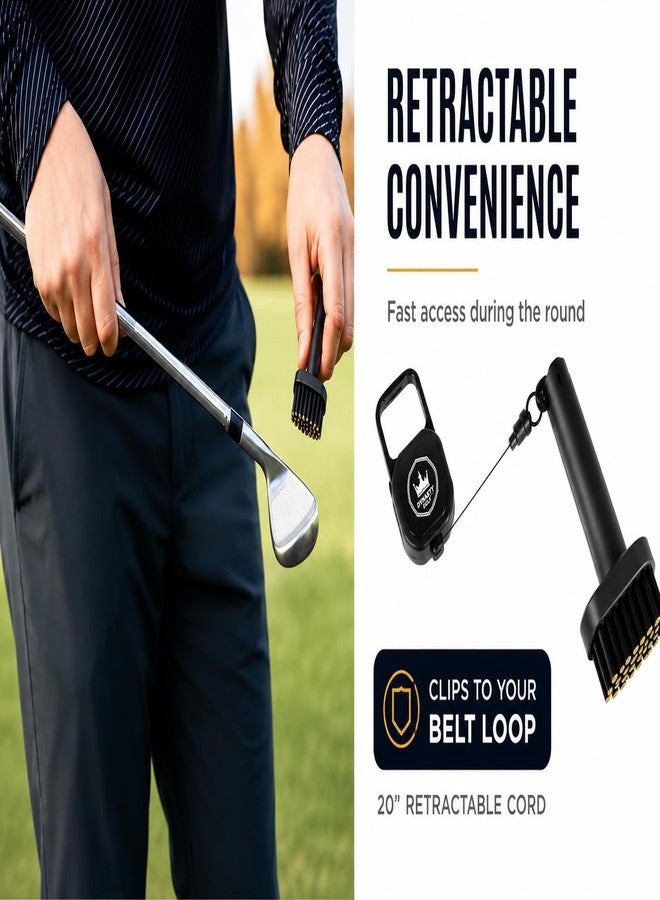 Dynasty Golf Mini Golf Club Brush, Retractable Golf Brush for On-Course Club Face Cleaning, Compact Clip-On Golf Bag Brush, Portable Golf Club Brush - Image 2