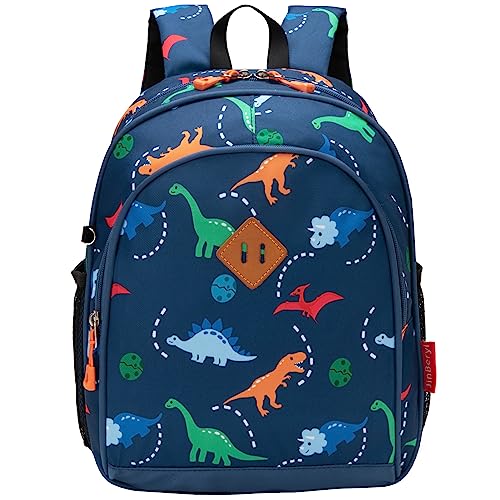 JinBeryl Toddler Backpack Boys, 15 Inch Kids Backpack for Preschool or Kindergarten, Dinosaur Navy Blue - Image 1