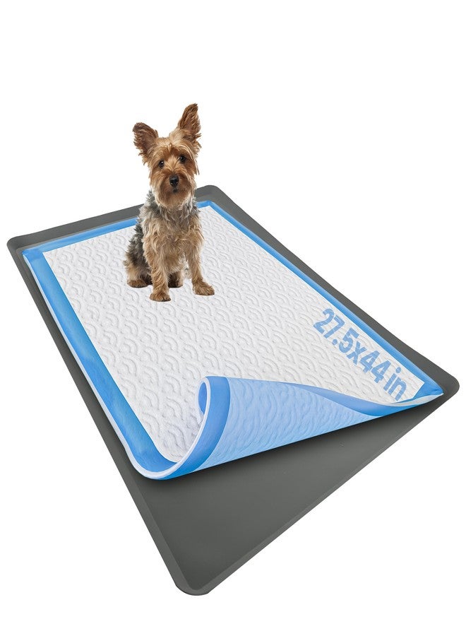 Skywin TidyFriend Dog Pee Pad Holder Tray Fits for 27.5” x 44” Wee Wee Pee Pads - Stable Grip, Raised Edges, Quick-Wipe Silicone Surface Dog Potty Tray Holder for Indoor Flooring Protection (Grey) - Image 1