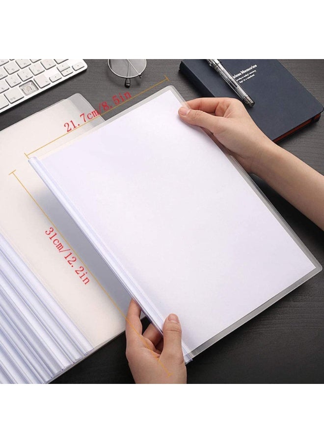 10 Pack A4 Size Sliding Bar Clear Report Covers, Transparent Presentation File Folders, 80 Sheet Capacity, Plastic Document Organizer, Resume Portfolio - Image 2