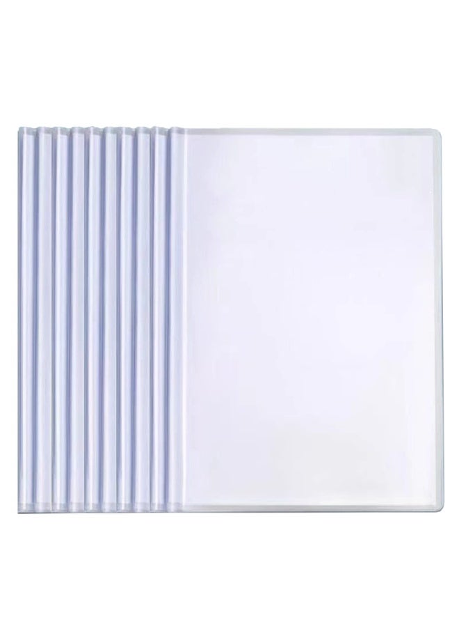 10 Pack A4 Size Sliding Bar Clear Report Covers, Transparent Presentation File Folders, 80 Sheet Capacity, Plastic Document Organizer, Resume Portfolio - Image 1