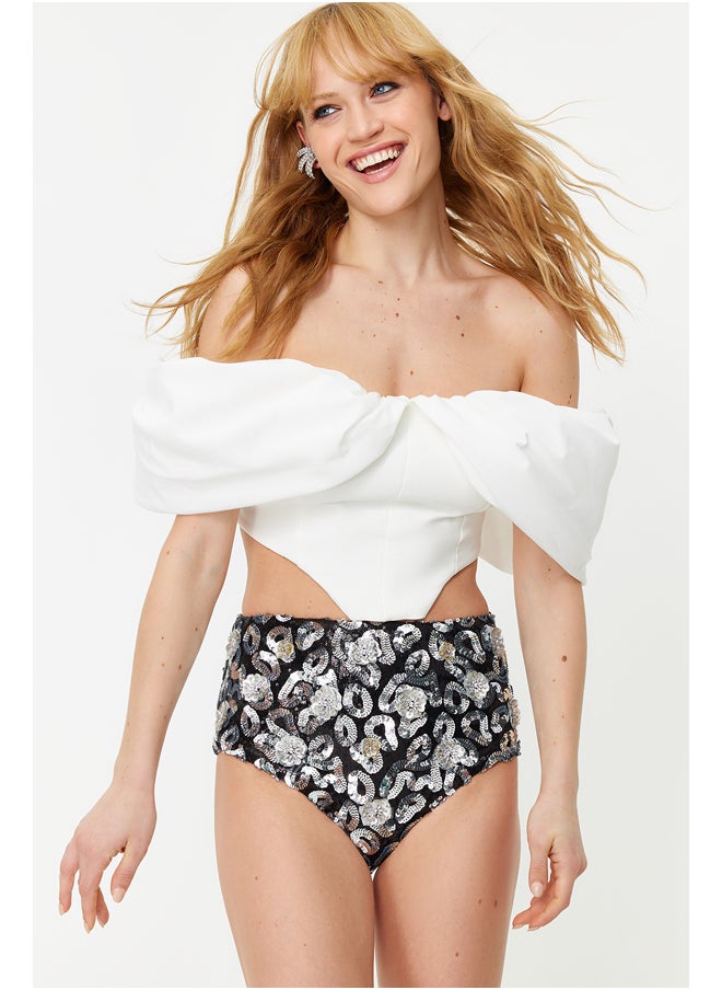 trendyol - Ecru Carmen Collar Underwire Bustier TPRSS23BS00121 - Image 1