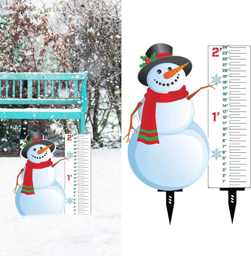 comfrt Snowflake Snow Gauge Outdoor, Snowflake Snow Gauge Measuring Gauge, Metal Snow Gauge Yard Stake for Yard, Christmas Rain Gauge Outdoor Decoration (Beige) - Image 2