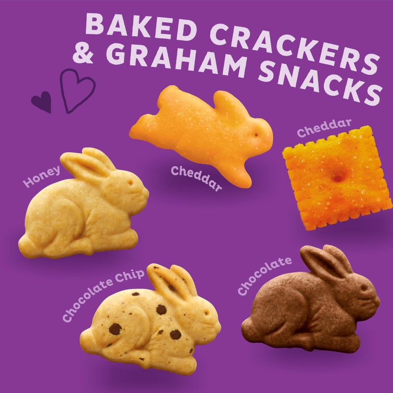 Annie's Organic Variety Pack, Cheddar Bunnies, Bunny Grahams and Cheddar Squares, 12 Pouches, 11 oz - Image 2