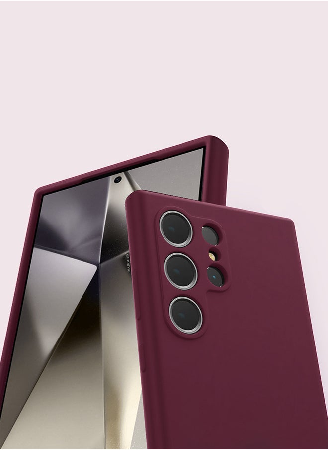 CATANES 2 Pack Samsung Galaxy S24 Ultra Case and Screen Protector Cover Sillicone Case Slim Fit Premium Liquid Silicone Shockproof Phone Cover Upgraded Camera Protection Durable Case Maroon  - Image 3