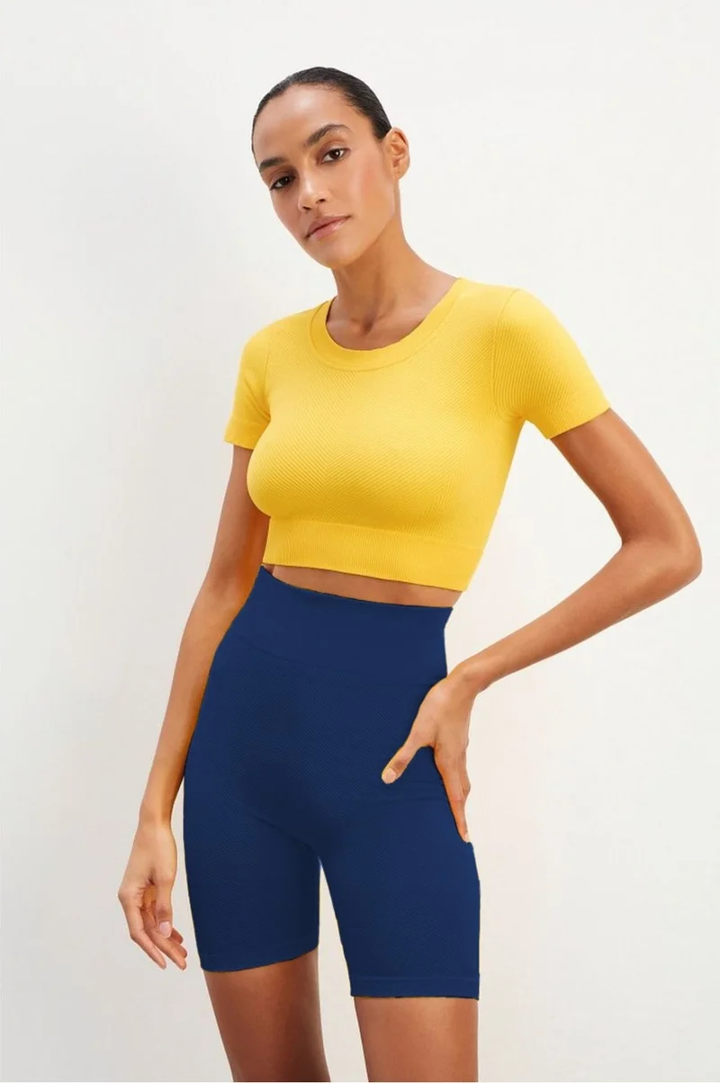 ميستريك Mystirik Knitted Seamless Shorts High Waist Loose Biker Shorts