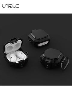 Unique (with Secure Lock) Armor Case Cover for Samsung Galaxy Buds 2 Pro(2022) /Galaxy Buds Pro(2021) /Galaxy Buds 2 (2021) /Galaxy Buds Live (2020) with Keychain/Zipper Box/Brush -Black  - Image 3
