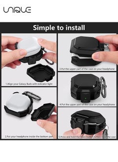 Unique (with Secure Lock) Armor Case Cover for Samsung Galaxy Buds 2 Pro(2022) /Galaxy Buds Pro(2021) /Galaxy Buds 2 (2021) /Galaxy Buds Live (2020) with Keychain/Zipper Box/Brush -Black  - Image 5