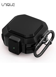Unique (with Secure Lock) Armor Case Cover for Samsung Galaxy Buds 2 Pro(2022) /Galaxy Buds Pro(2021) /Galaxy Buds 2 (2021) /Galaxy Buds Live (2020) with Keychain/Zipper Box/Brush -Black  - Image 2