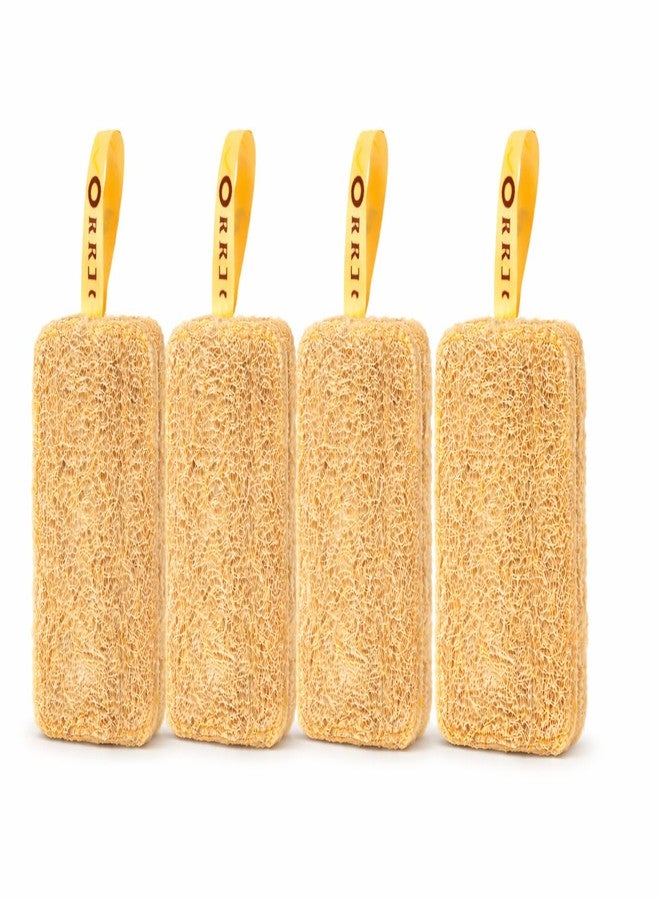 ORRIC Natural Loofah Sponge, 100% Natural, Deep Exfoliation, Softens and Smooths Skin Sun Dried Bath Loofah, Body Sponge for Men & Women (Pack of 4) - Image 1