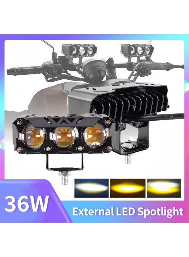 Panda Sports External Spotlight LED Motorcycle Lights, Black Aluminum Housing, 3-LED Dual Bar Design, Waterproof Auxiliary Driving Lamps for Motorcycles - Image 5