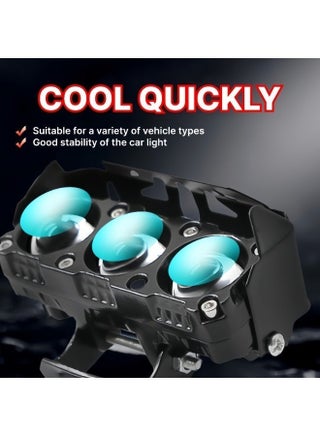 External Spotlight LED Motorcycle Lights, Black Aluminum Housing, 3-LED Dual Bar Design, Waterproof Auxiliary Driving Lamps for Motorcycles - view 4
