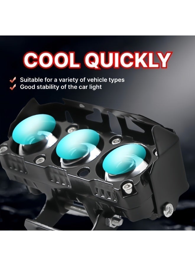 Panda Sports External Spotlight LED Motorcycle Lights, Black Aluminum Housing, 3-LED Dual Bar Design, Waterproof Auxiliary Driving Lamps for Motorcycles - Image 4