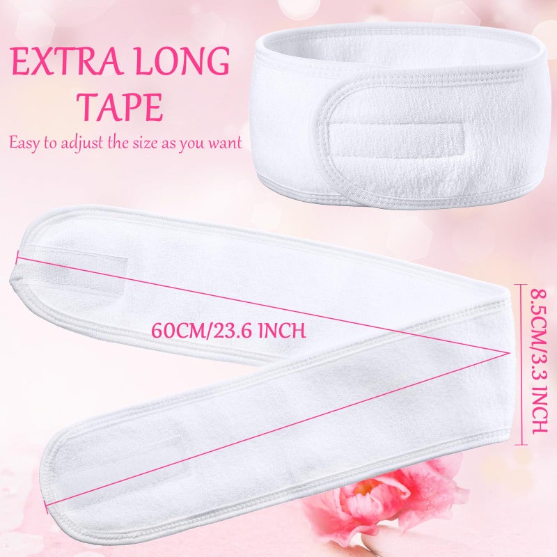 Hoteam 30 Pack Spa Headband Facial Esthetician Hair Wrap for Women Adjustable Makeup Sports Shower Stretch Towel with Tape(White) - Image 3