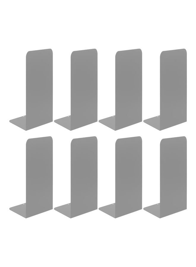 Honagu Book Ends, Bookends for Shelves, Home, Office, Metal Book Stopper for Books, Metal Bookend Supports, Modern Minimalist Style Decorative Bookend, Grey (4Pairs/8Pcs) - Image 1